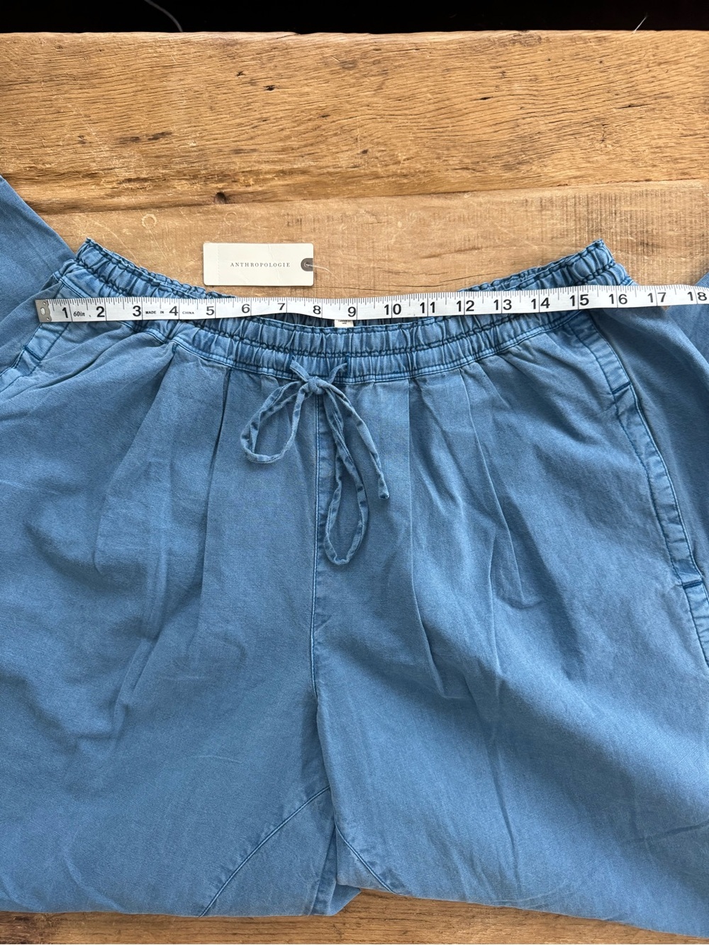 NWT Anthropologie Pilcro Rina Cotton Linen Balloon Pants ~ Blue ~ Size Medium - Picture 7 of 9